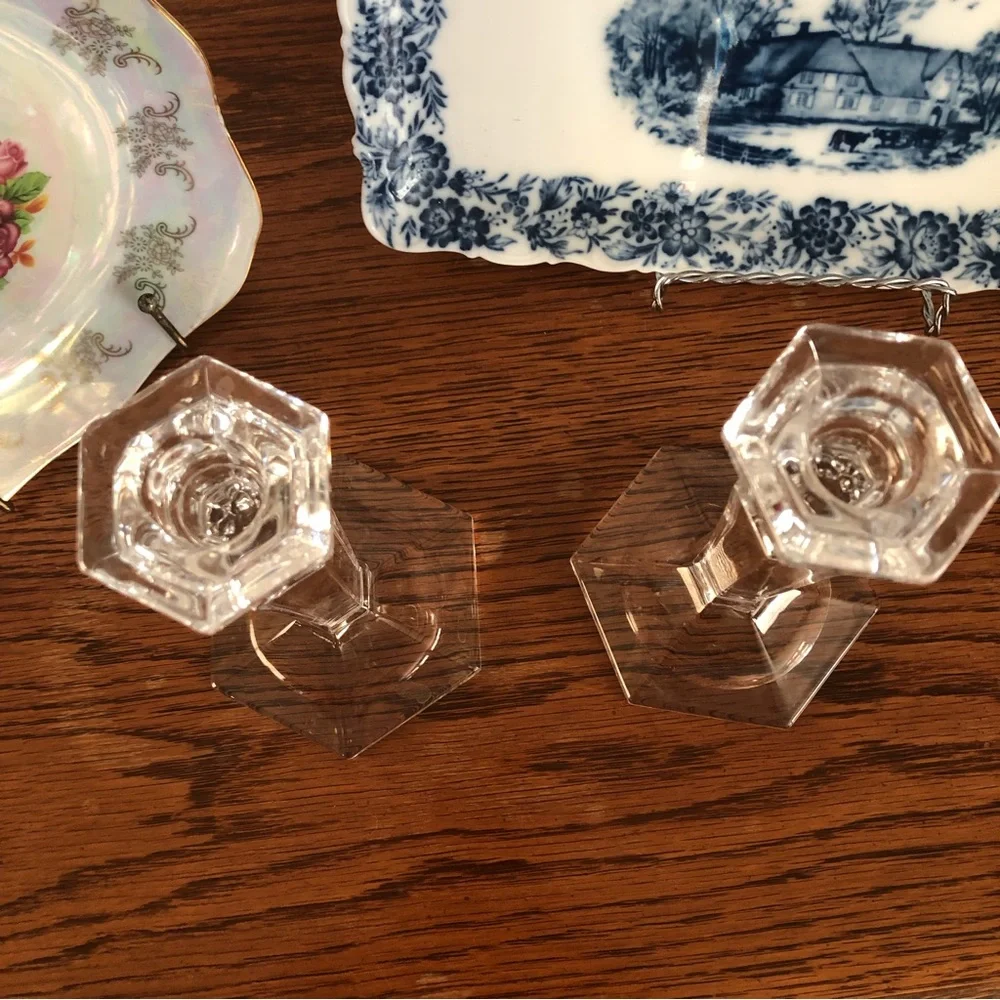Two Crystal/Glass Candle Holders.